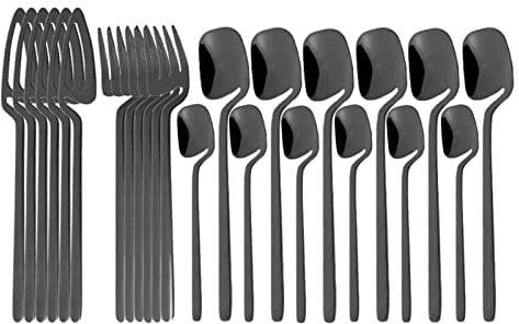 GaRcan Set di Posate 24 Pezzi/Set Set di stoviglie con Specchio Argentato Posate in Acciaio Inossidabile Posate Occidentali Set da tavola per Alimenti da Cucina (Colore : Nero)