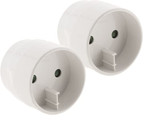 Zenitech Lot de 2 adaptateurs Prise Voyage Asie/Chine vers France/UE - Prise mâle Asie vers Femelle France avec Terre - Blanc
