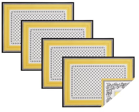 Elrene Home Fashions Villeroy & Boch Audun Platzsets, flecken- und wasserabweisend, Stoffrand, übergroß, 35,6 x 50,8 cm, 4 Stück