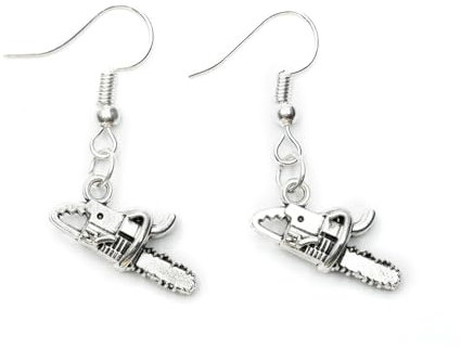 Miniblings Kettensäge Motorsäge Säge Werkzeug Baumsäge silber - Handmade Modeschmuck I Ohrhänger Ohrschmuck versilbert