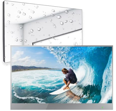 Soulaca Téléviseur miroir 22 , Smart TV pour salle de bain, tuner numérique/analogique, panneau miroir, Magic Remote, étanche, Netflix, haut-parleurs intégrés, modèle 2024