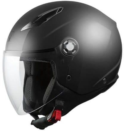 Casco MPH Moto Demi Jet Scooter Star Nero Opaco Visiera Lunga Black Matt Taglia XS