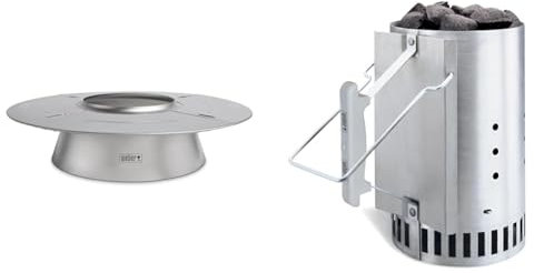 Weber 7666 Charcoal Heat Controller, Silver & Cheminée d'Allumage Rapidfire pour Barbecue, 20cm - en Aluminium, Deux Poignées Sécurisées