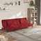 KOIECETA Schlafsofa 2-Sitzer Schlafcouch mit 2 Kissen Gästebett mit Holzrahmen Sofabett Tagesbett Couch Sofa Ausziehbar Weinrot Samt