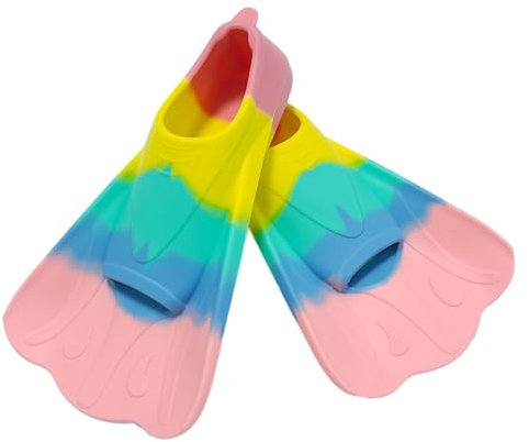 Silikon Schwimmflossen, Kurzflossen, Taucherflossen, Regenbogen Flossen Für Kinder Und Erwachsene, Helle Regenbogen-Silikon-Trainingsflossen, Größe 36-38