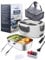 Buddew Electric Lunch Box 80W Lunch Heater for Adults, 12/24/110-230V Portable Food Warmer for Travel & Work, 1.5L, Loncheras para Hombres de Trabajo (White+Gray Handle)
