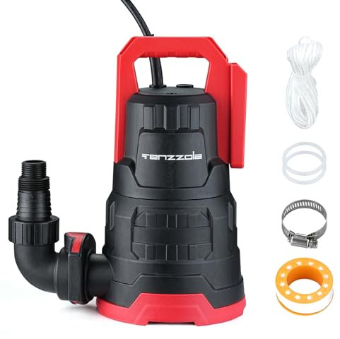 Tenzzola - Sump Pump, 1 HP 3960GPH Submersible Water Pump, Thermoplastic Portable Electric Water Transfer Pump with 16.4ft Cord for Pool, Basement, Garden, Pond,