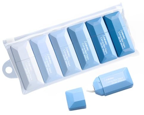 DLPRK 6 Stück Korrekturroller Korrekturmaus,6mx 5 mm Korrekturbänder Set Mini mit Schutzkappe, Schulbedarf, Korrekturband für Studium und Beruf(blau)