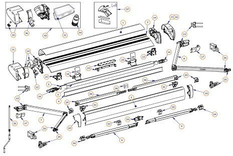 Thule 6300 Kompletter Arm Links für Omnistore Jalousien, 300 bis 500 cm