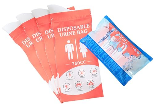 PLCPDM 4 Stück Urinbeutel Für Outdoor Notfälle 750 Einwegartikel Reise Wc Pinkelbeutel Tragbarer Erbrochenerbeutel Für Reisen Verkehr Staus