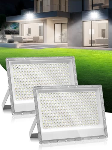 Projecteur LED Exterieur 200W 2 Pièces,20000LM Super Lumineux Spot LED Extérieur,6500K Blanc Froid Spot Extérieur Puissant,IP66 Étanche Eclairage Exterieur pour Jardin, Terrasse, Garage, Terrasse
