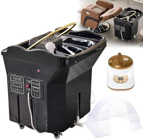 Spa Pour Tête Japonais,équipement Head Spa,Bassin Shampoing à Circulation Eau,Bac Shampoing Thermostatique Portable,Grand Réservoir Eau 60 L | Fumigation | Thérapie Par Lumière,Black