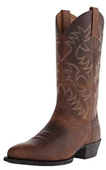 ETZRYSYB Stivali da uomo alti ricamati vintage manica uomo e donna punta larga stivali da cowboy western taglia 38-48 stivali da uomo, Auburn, 41 1/3 EU