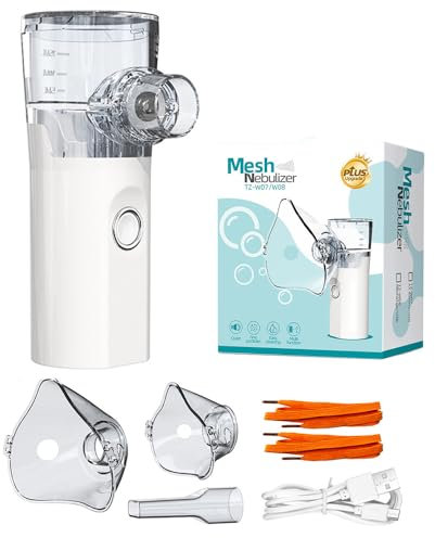 PLLYPE Inhalationsgerät für Erwachsene und Kinder, Tragbar Vernebler Set, Vernebler Inhaliergerät, USB Wiederaufladbar mit 2 Masken und 1 Mundstück für Kinder und Erwachsene