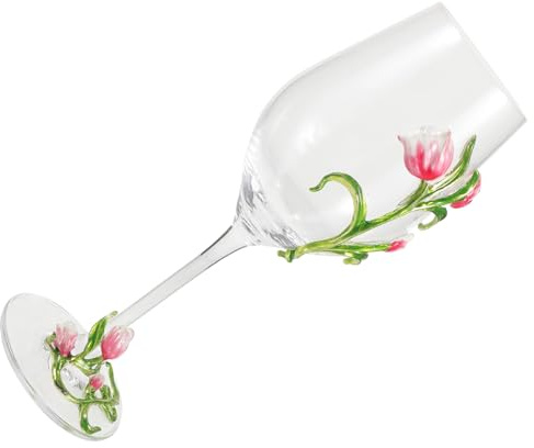 iplusmile Verre Tulipe à Vin Rouge Motif Floral Verre à Cocktail à Vin Pour Saint-valentin Fête Bars Restaurants