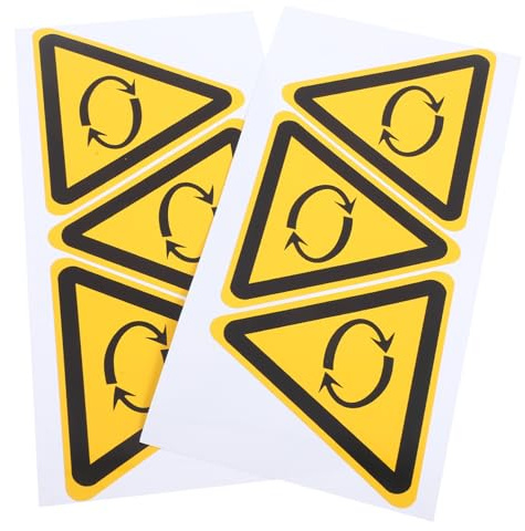 SAFIGLE 6 pièces Autocollants Avertissement Rotatifs Panneaux Sécurité Industrielle Durables pour Chantier et Atelier