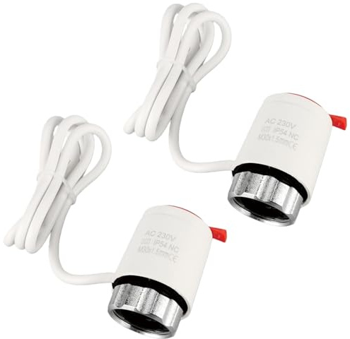 HUAREW Stellantrieb Fussbodenheizung AC 230v M30x1,5 NC (stromlos geschlossen), Thermischer Stellantrieb VA80, Fußbodenheizung Ventil für nahezu jeden Heizkreisverteiler(2 Stück)