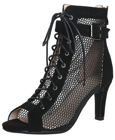 Tacones Heels Baile Mujers Heels Dance Shoes Tacon Fino Zapatos Fiesta con Cordones Zapatos Punta Abierta Botines de Baile con Tacón Alto Salsa y Bachata de Salon Sandalia Elegantes Calzado de Danza