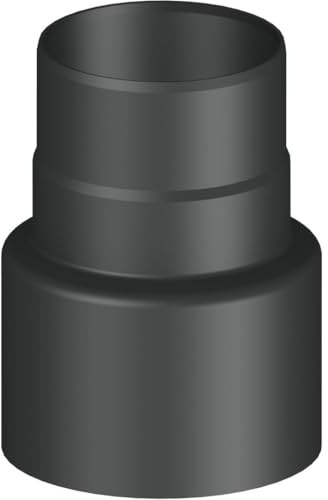 Feuercampus Ofenrohr Reduzierung Schwarz Ø 150 mm auf Ø 120 mm, Stahlblech, hitzefeste Senothermlackbeschichtung, einfache Montage, geeignet für Kaminöfen, CE-zertifiziert.