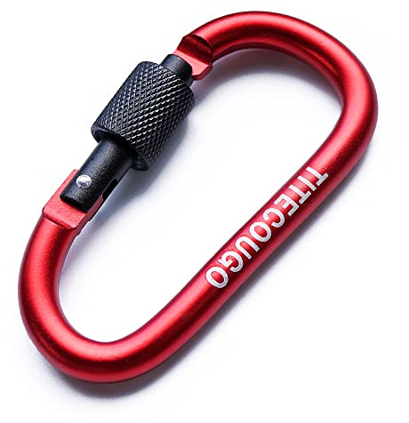 TITECOUGO 4 PCS Aluminum Alloy D-Ring High Strength Carabiner Key Chain Clip Hook For Camping Hiking (Not for Climbing) Red Black