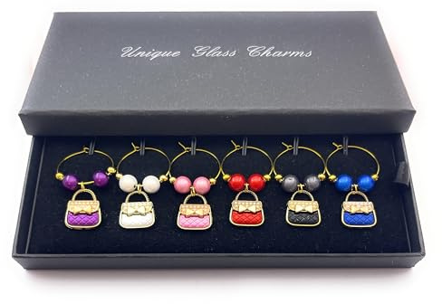 Libby's Market Place Handbag Wine Glass Charms with Gift Box