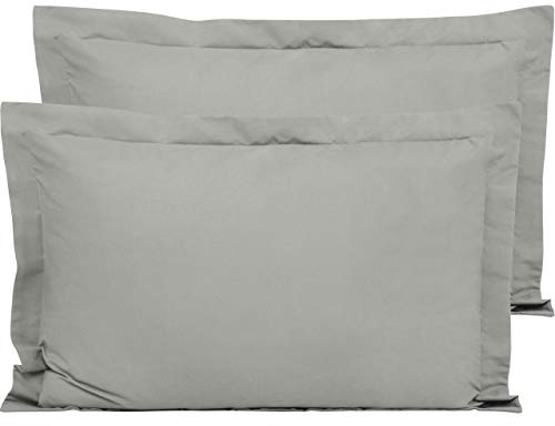 FLXXIE 2 Pack 100% Brushed Microfiber 1800 Oxford Pillowcases, Stain Fade and Wrinkle Resistant, Soft and Cozy King Oxford Pillow Cases | Hotel Quality Pillow Shams, Smoke Grey, 50x90 cm