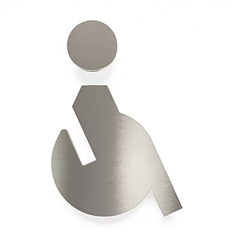 Panneau WC en acier inoxydable - Autocollant et facile d'entretien - Motif pictogramme WC - SB.01.E