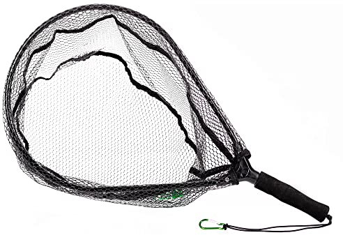 Zite Fishing Wat-Kescher Gummiert - Angelkescher, Spinnkescher & Fliegenkescher - 60x33cm mit Karabiner-Band zum Angeln - Watkescher gummiert, Angel Kescher Angeln-gummiert, Fliegenfischen