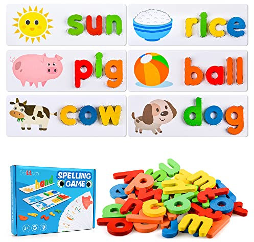 Toddlers Preschool Learning Toys for Girls Boys Age 2 3 4, Kid Alphabet Spell Educational Game Toy for 1-4 Year Old Girl Boy Baby Birthday Gift Kindergarten Sight Word Letter Puzzle Toys for Girl Boy