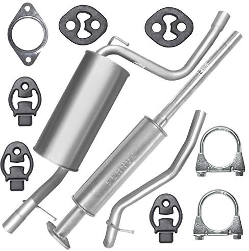 Schalldämpferset Abgasrohr Mitteltopf Endschalldämpfer Auspuff Endtopf für 1.4i 1.6i Ford Focus 2 II MK2 Fließheck auch Focus C-Max I 1 MK1