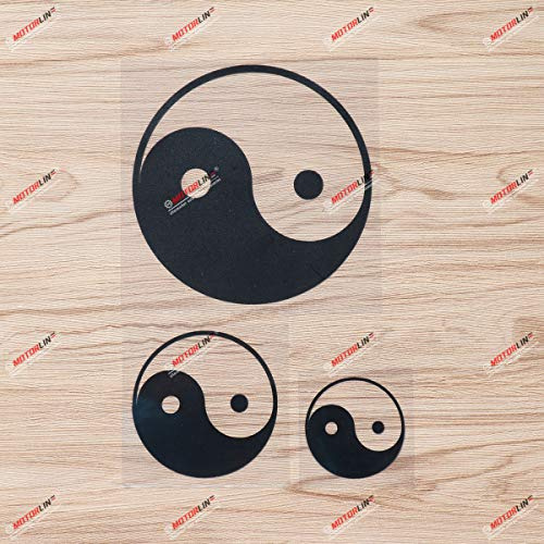 Yin Yang chinesisches Taichi-Symbol Ying Yang Vinyl Aufkleber Sticker - 3er-Pack schwarz, 5,1 cm, 7,6 cm, 12,7 cm - ohne Hintergrund - für Auto Boot Laptop Becher Handy