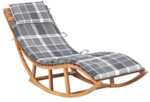 vidaXL Teak Massiv Schaukelliege mit Auflage Sonnenliege Gartenliege Holzliege Liegestuhl Liege Freizeitliege Relaxliege Saunaliege Gartenmöbel Strandliege