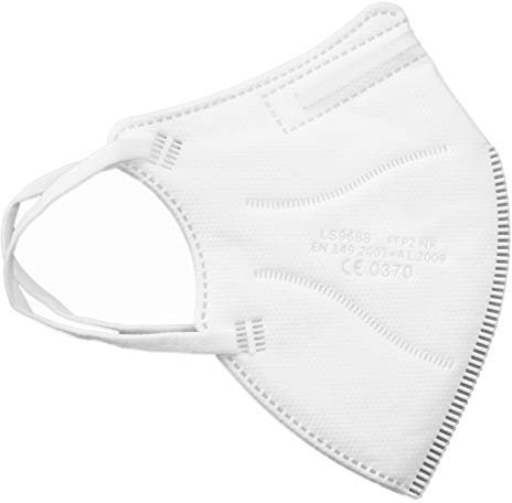 TBOC Mascherine FFP2 [Pack 100 Unità] Maschere Usa e Getta Taglia Piccola [Colore Bianche] 5 strati [Non Riutilizzabili] Pieghevoli Traspiranti con Clip per il Naso