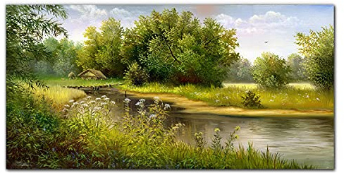Coloray Küchenrückwand 140x70cm Glaskunstwandbild gehärtetes Glas Dekorplatte Küche Panel Glasscheibe - River Forest Natur