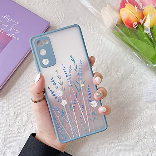 ZTOFERA Durchscheinend Liquid Silikon Hülle mit Blume Design, Weich Flexibel Anti-Kratzer Schutzhülle für Samsung Galaxy S20 FE 5G - Lila