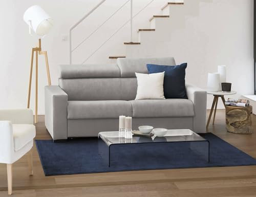 Talamo Italia - 2-Sitzer Schlafsofa Afra, Wohnzimmersofa mit drehbarer Öffnung, verstellbare Kopfstützen und Standardarmlehnen, 100 % Made in Italy, 180 x 95 x 85 cm, Grau