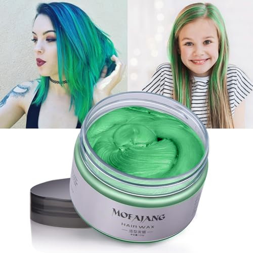 Hair Colour Wax, 120g Temporary Coloured Hair Paint Wax, Easy Washable Colour Change Hair Dye for Women Men(Green)