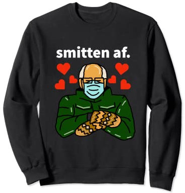 Bernie Sanders Smitten AF Handschuhe zum Valentinstag, sitzend Sweatshirt
