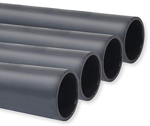 PVC Rohr PN10, Stange 1m x 50mm, PVC-U Druckrohr Fitting Kleberohr Muffe Pool Schwimmbecken, Menge: 4 Stück