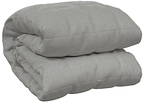 'vidaXL Weighted Blanket for Single Bed - Grey 100% Cotton Outer with Polyester and Glass Bead Filling - 138x200 cm, 6 kg