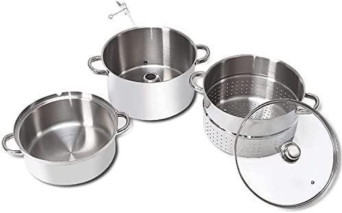 11 Quart Fruit Vegetables Juicer Steamers Stainless Steel Home Kitchen Cookware Multipots with Lid, Hose, Clamp, Loop Handles for Making Juice, Jelly, Pasta