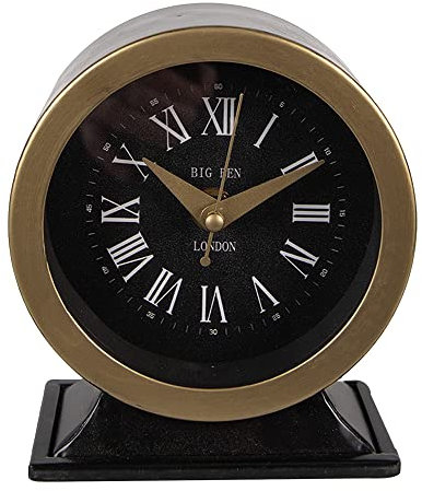 Clayre & Eef Tischuhr 14 cm Schwarz Metall Glas Big Ben London Standuhr