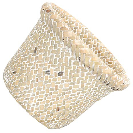 CAXUSD Handwoven Woven Trash Basket Wastepaper Basket Garbage Bin Laundry Hamper Plant Pot Storage for Room Office Rustic