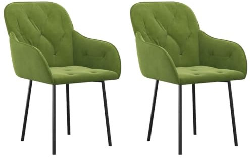 vidaXL 2 x sedie da pranzo cucina tappezzate braccioli schienale mobili caffè poltrona seduta soggiorno decorazione velluto verde chiaro
