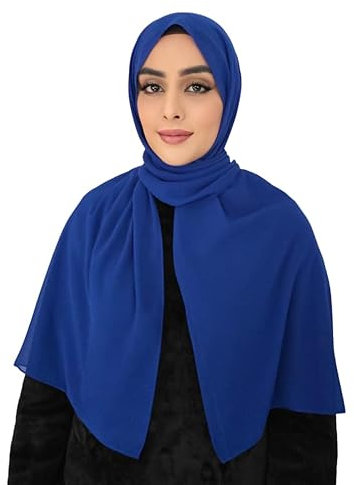 Medinah Hijab Kopftuch Muslimisches Kopftuch Chiffon kopftuch 180x70cm groß Islamisches Kopftücher für Damen-Made in Turkey, Dunkelblau-#5
