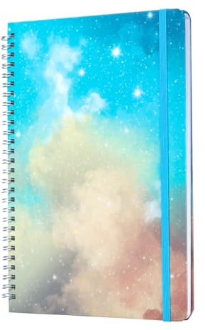 siixu Bunte Blanko Spirale Notizbuch, Hardcover Tagebücher, 100 gsm Papier, Perfekt für das, Home, School, Schreiben und Notizen, 128 Seiten, Nebel