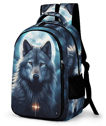 WCEECE Rucksack Herren Tier Wolf Schulrucksack, Laptop-Rucksack Für Jungen Mädchen Für Unisex College-Rucksack Daypack