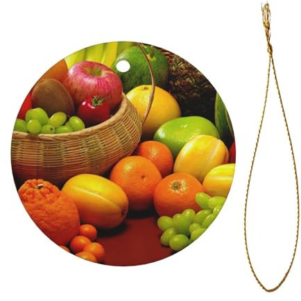 Variety Frisches Gemüse Früchte gedruckt Anhänger, Weihnachtsbaum-Ornament-runde geformte keramische hängende für Feiertags-Dekor
