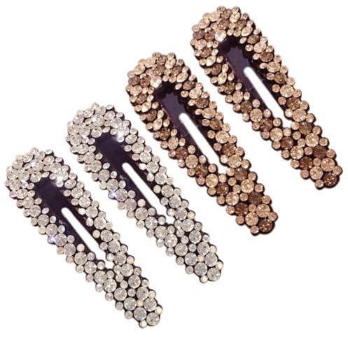 4 Pièces Strass Snap Pince À Cheveux, Femmes Barrettes Cheveux, Métal Épingle à Cheveux, Strass Cheveu Bijoux de Cheveux
