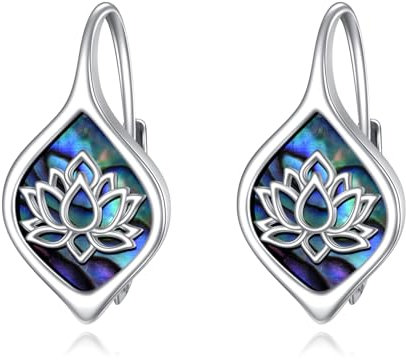 Lotus Ohrringe für Damen 925 Sterling Silber Leverback Ohrringe Abalone Shell Irish Schmuck für Mädchen